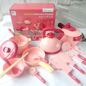 16Pcs Simulation Kitchen Cutlery Set Children Early Educational Toy pink