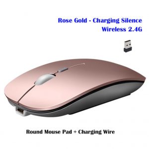 Wireless Mouse Rechargeable Wireless Bluetooth Dual-mode Mouse Laptop Games Ultra-thin Silent Mouse Rose Gold Wireless Edition