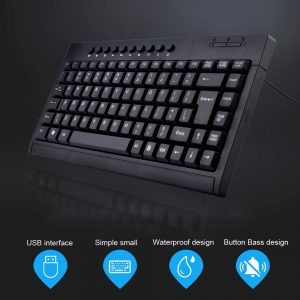 Multimedia Keyboard 1.2m Cable Wired Silent Keyboard Mute Typing Technology Waterproof Gaming Keyboard for Notebook Laptop PC black