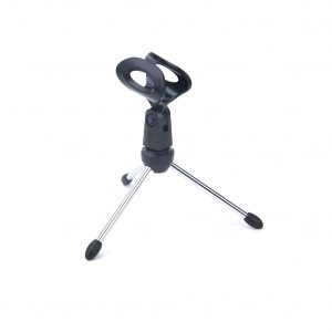 Microphone Mic Stand Tripod Bracket Portable Zinc Alloy Desktop Table Adjustable Holder black
