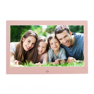 10 Inch Metal LED Digital Photo Frame Video Music Calendar Clock Player 1024x600 Resolution  Rose gold EU plug
