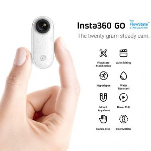 Insta360 Go 1080P Video Sports Action Camera FlowState Stabilizetion Timelapse Hyperlapse Slow Motion BT Connection APP Control for YouTube Vlog Video Making for iPhone X/XS/XS Max/8/7s Plus white