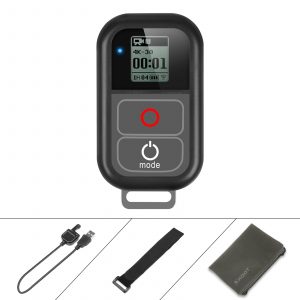 SHOOT For GoPro WiFi Remote Control with Charger Cable Wrist Strap Waterproof Remoter for Go Pro Hero 7 6 5 4 Session Accessory black