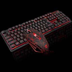Wired USB Gaming Mechanical Feeling Keyboard Mouse Combos Breath light Pro Full Key Professional Mouse Keyboard  black