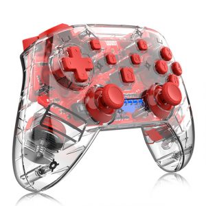 Game Handle Plastic Transparent Wireless Bluetooth Game Controller for Nintendo Switch red