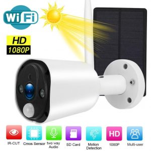 Solar Power Wireless Camera 1080P HD Security Camera Waterproof Survelliance Solar Panel Night View white