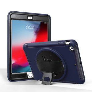 For ipad MINI 1 / 2 / 3 Wrist Handle Tri-proof Shockproof Dustproof Anti-fall Protective Cover with Bracket Navy blue