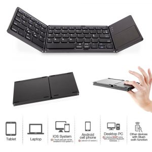 3 System Universal 3 Fold with Touchpad Tablet Mobile Phone Computer Wireless Bluetooth Folding Mini Keyboard dark grey