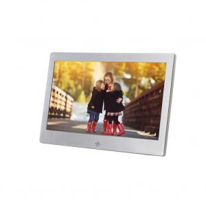 10 Inch Metal LED Digital Photo Frame Video Music Calendar Clock Player 1024x600 Resolution  Silver UK plug