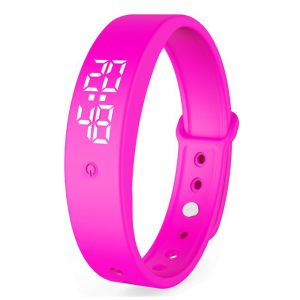 V9 Smart Temperature Measurement Bracelet Waterproof Intelligent Vibration Reminder Monitoring Body Temperature Timer Pink