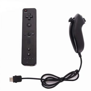1 Set For WII Left and Right Handle Without Silicone No Hand Rope black