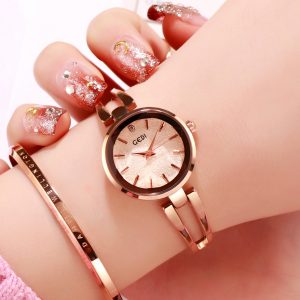 Women Stainless Steel Waterproof Bracelet Watch with Spiral Case for Casual Office  Rose gold shell rose gold dial