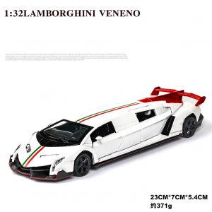 1:32 Light Sound Simulation Car Model Extended Version Doors Open Alloy Pull Back Auto Toy Gift Collection white