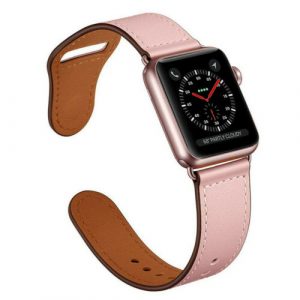 Genuine Leather iWatch Strap for Apple Watch Band Series 4 3 2 1 38/42mm Pink_For 42mm or 44mm iWatch