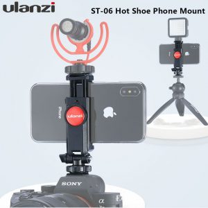 Ulanzi Vertical Shooting Phone Mount Holder Adjustable Mount with Cold Shoe Magic Arm for LED Light Microphone black