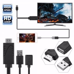 USB Female to HDMI Male HDTV Adapter Cable for iPhone8/ 7/ 7plus/ 6s/ 6 plus black