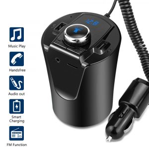 BX6 Bluetooth Transmitter USB Charger Adapter Car Wireless Converter Music Player Hands Free Calling Support TF Card black