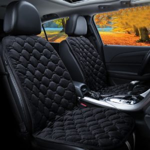12V Heating Car Seat Cover Front Seat Cushion Plush Heater Winter Warmer Control Electric Heating Protector Pad Love black-two seater
