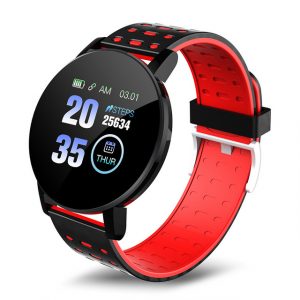 Smart Band Watch Bracelet Wristband Fitness Tracker IP67 Waterproof Smart Bracelet Heart Rate Blood Detection Red