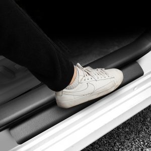 4PCS Car Door Edge Guards Door Pedal Protection Strip Scratch-proof Protective Cover Litchi pattern