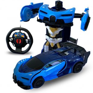 1/24 Deformation Remote Control Car Electric Robot Children Toy Gift Double blue_1:24