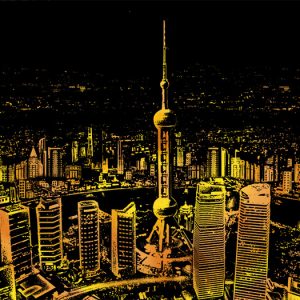 Bright City Theme DIY Drawing Picture Wall Painting Scratch Card, City Golden Night View Paint Arts Paper Home Decor Creative Gifts