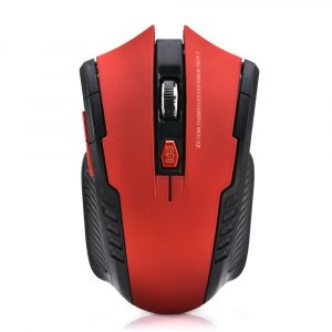USB 2.4GHz Wireless Optical Mouse Ergonomic 6 Key Mouse for Computer Laptop red_Blister packaging