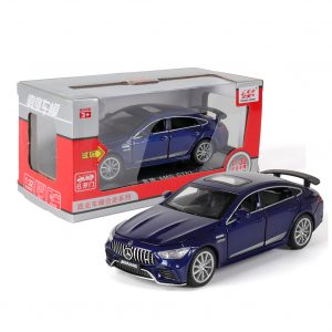 1:32 Simulation Racing Car Model Light Sound Effect Doors Open Alloy Pull Back Auto Toy Gift Collection blue