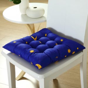 Stars Moon Printing Chair Cushion Seat Pad with Cotton Filling 40X40CM Navy blue