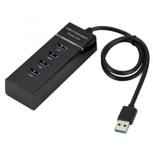 Usb  Hub 4-port Multi-interface Portable Splitter With Led Indicator Light black