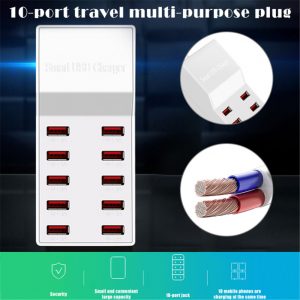 10 Ports USB Charger Desktop Mobile Phone Charger 100W Fast Charge Adapter Universal Socket AU Plug
