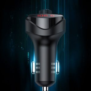 Car Charger FM Transmitter Car Audio MP3 Player  Card Car Kit 3.4A Dual USB Car Phone Charger black