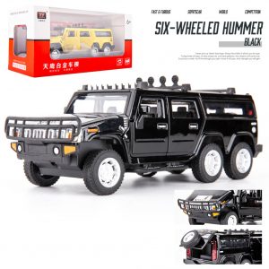 1:32 Car Model for Hummer H2 Off-road High Simulation Alloy Car Model Sound And Light Pull Back Door Boy Car Toy For Children Gifts black