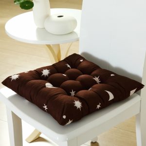 Stars Moon Printing Chair Cushion Seat Pad with Cotton Filling 40X40CM Brown