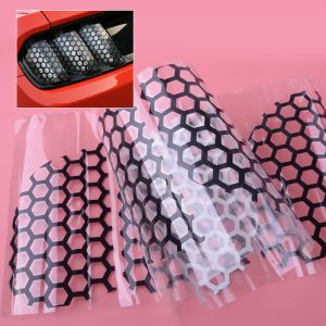 6Pcs/Set PVC Car Rear Tail Light Taillight Lamp Cover Honeycomb Stickers black