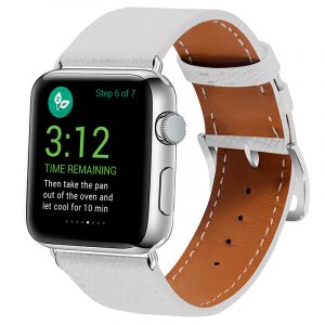 Leather Watch Band Strap Wrist Belt for Apple Watch Series 4 40mm/44mm white_40mm