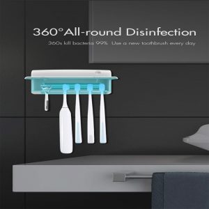 UV Light Toothbrush Sterilizer Wall-mounted Ultraviolet Toothbrush Holder Home Bathroom Set white