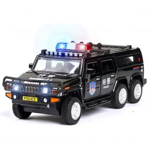 1:32 Kids Police Car Toy with Lights Sounds Effects Alloy Body Hood Trunk Doors Can be Opened Swat Car