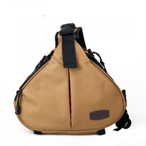 Waterproof DSLR Shoulder Camera Bag with Rain Cover Travel Triangle Sling Bag for Sony Nikon Canon Digital Camera Khaki