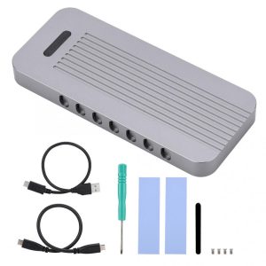 USB3.1 TYPE-C PCI-E NVME Protocol M-Key Interface High Speed SSD Mobile Hard Disk Box Silver grey