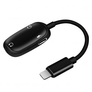 3 in 1 Audio Adapter charging Earphone Cable Jack headset For 8 Pin 3.5 mm To Headphone splitter For iPhone XS X 7 8 plus Aux black