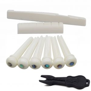 6pcs Natural Cattle Bone Guitar Nut +Saddle+Bridge Pin+Pins Puller for Folk Guitar Replacement Accessories white
