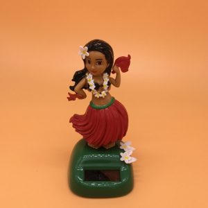 Hawaii Solar Powered Straw skirt Ornament Solar Dancing Ornament Hula Doll Decoration 11cm high