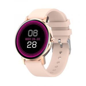Silicone Smart  Watch Wb05 Multifunction Bluetooth Round  Dial Long  Standby Watch For  Men  Women Pink_Silicone band