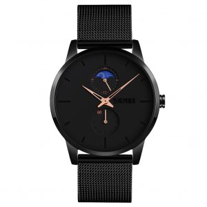 SKMEI Men Quartz Watch Second 24-Hour Display Waterproof Stainless Steel Simple Wristwatch Rose gold