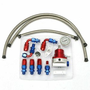 Universal Adjustable Fuel Pressure Regulator Oil Gauge PSI Adjustment Red blue