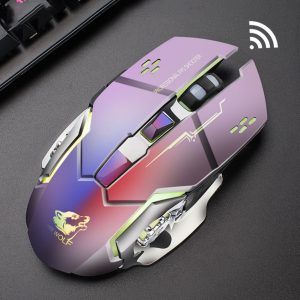 Rechargeable Wireless Silent LED Gaming Mouse USB Optical Mouse for PC Computer Peripherals Metal gray silent version