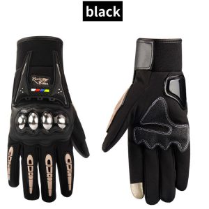 Waterproof Motorcycle Gloves Outdoor Sports Hard Shell Protection Cycling Gloves Touch screen black_M