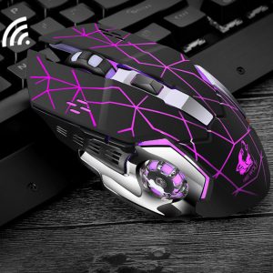 Rechargeable Wireless Silent LED Gaming Mouse USB Optical Mouse for PC Computer Peripherals Star Black Silent Edition