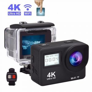 Touch Dual Screen Ultra HD 4K WiFi Sports Action Camera 1080P Waterproof Sports DV Bike Helmet Camera black_EU Plug